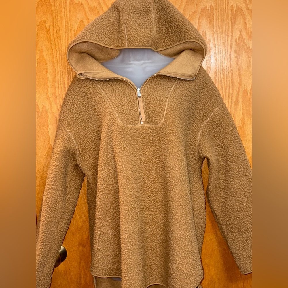 H&M Tan Cozy Half Zip Oversize Hoodie Sweater Size Med